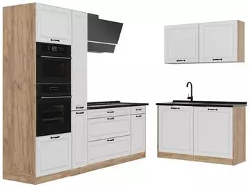 VICCO R-Line Eckk&uuml;che wei&szlig; Landhaus/Goldkraft Eiche 230x120cm (40258)