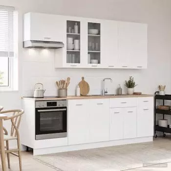 vidaXL Lyon K&uuml;cheneinheit 8-teilig, wei&szlig;, Holzwerkstoff (3438203)