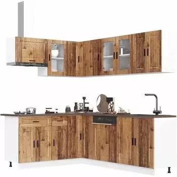 vidaXL K&uuml;chenschrank-Set Porto 11-tlg. Altholz-Optik (3314909)