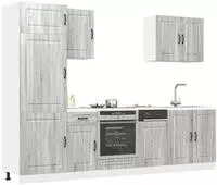 vidaXL 7-tlg. K&uuml;chenschrank-Set Kalmar Grau Sonoma Holzwerkstoff