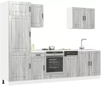 vidaXL K&uuml;chenschrank-Set Kalmar 7-tlg. grau Sonoma Holzwerkstoff (3314767)