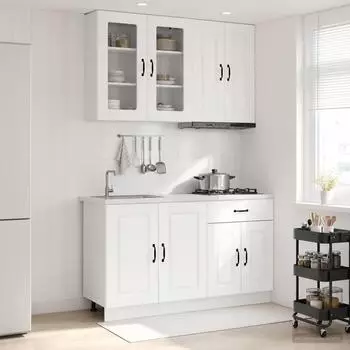 vidaXL KALMAR K&uuml;cheneinheit 4-tlg. wei&szlig; Holzwerkstoff (3438295)