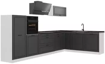 VICCO R-Line Eckk&uuml;che anthrazit Landhaus/wei&szlig;, 8 Module, ohne Arbeitsplatte (40363)