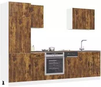 vidaXL Küchenschrank-Set Kalmar 7-tlg. Räuchereiche Holzwerkstoff (3314766)