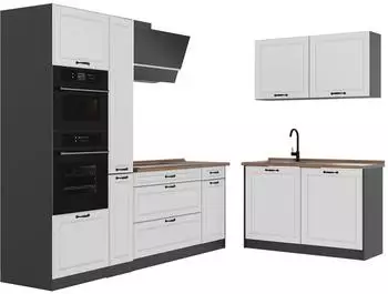 VICCO R-Line Eckk&uuml;che wei&szlig; Landhaus/anthrazit 230x120cm (40244)
