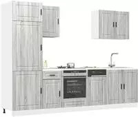vidaXL 7-tlg. K&uuml;chenschrank-Set Porto Grau Sonoma Holzwerkstoff