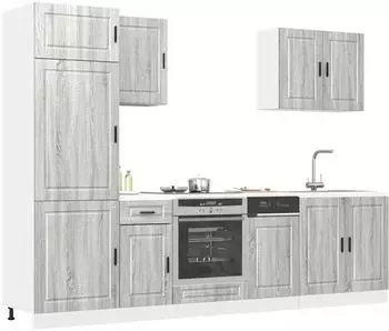 vidaXL Porto 7-tlg. K&uuml;chenschrank-Set grau Sonoma Holzwerkstoff (3314787)