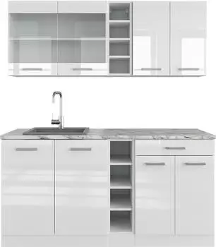 VICCO Küchenzeile R-Line Single 160cm, weiß hochglanz