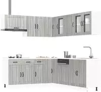 vidaXL 11-tlg. K&uuml;chenschrank-Set Lucca Grau Sonoma Holzwerkstoff