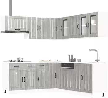 vidaXL K&uuml;chenschrank-Set Lucca 11-tlg. grau Sonoma Holzwerkstoff (3314927)