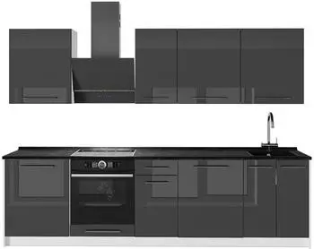 VICCO Fame-Line K&uuml;chenzeile anthrazit Hochglanz/wei&szlig; 280cm (64220)
