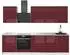 VICCO Fame-Line Küchenzeile bordeaux Hochglanz/weiß, Marmor-AP, 280cm (64238)