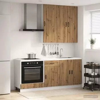 vidaXL K&uuml;cheneinheit Porto 5 Stk. Artisan-Eiche Holzwerkstoff