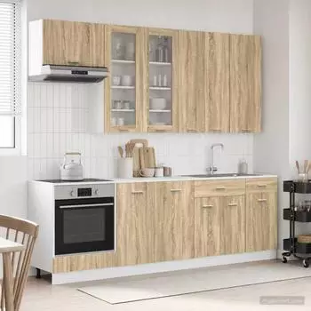 vidaXL K&uuml;cheneinheit LYON 8-tlg. Sonoma-Eiche Holzwerkstoff (3438213)