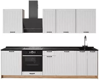 VICCO Fame-Line K&uuml;chenzeile 280cm wei&szlig; Landhaus/Goldkraft Eiche, AP Anthrazit (64212)