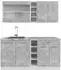 VICCO R-Line Singleküche Beton/Weiß 160cm ohne Arbeitsplatte (37617)