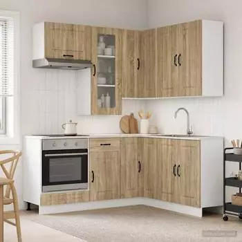 vidaXL Kalmar Kücheneinheit 8 Stk., Sonoma-Eiche, Holzwerkstoff