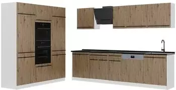 VICCO R-Line K&uuml;chenzeile 180cm Artisan-Eiche/Wei&szlig;, Arbeitsplatte Anthrazit (67013)