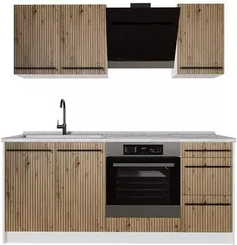 VICCO R-Line K&uuml;chenzeile 180cm Artisan-Eiche/Wei&szlig; ohne Arbeitsplatte (67048)