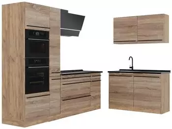 VICCO R-Line Eckk&uuml;che Sonoma/Goldkraft Eiche 230x120cm ohne Arbeitsplatte (67500)