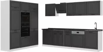 VICCO R-Line K&uuml;chenzeile 180cm, anthrazit Landhaus/wei&szlig;