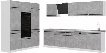 VICCO R-Line K&uuml;chenzeile beton/wei&szlig; 180cm ohne Arbeitsplatte (67020)