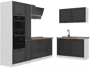 VICCO R-Line Eckk&uuml;che Landhaus anthrazit/wei&szlig; 230x120cm (R-Line)