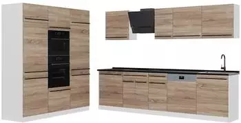 VICCO R-Line K&uuml;chenzeile 180cm, Sonoma/wei&szlig;, Arbeitsplatte anthrazit (67025)