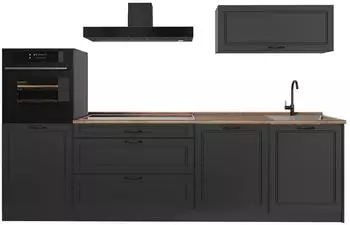 VICCO R-Line K&uuml;chenzeile anthrazit Landhaus, 280cm, Arbeitsplatte Goldkraft Eiche (67971)