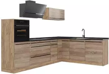 VICCO R-Line Eckk&uuml;che Sonoma/Goldkraft Eiche, Arbeitsplatte Anthrazit, 287x206,8x60cm (67469)