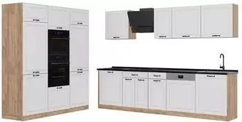 VICCO R-Line K&uuml;chenzeile 180cm, wei&szlig; Landhaus/Goldkraft Eiche, Arbeitsplatte Anthrazit (67782)