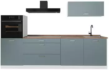 VICCO R-Line K&uuml;chenzeile blau-grau/wei&szlig; 280cm ohne Arbeitsplatte (67276)