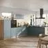 VICCO R-Line Eckküche blau-grau/Goldkraft Eiche 327x143x46cm ohne Arbeitsplatte (67568)