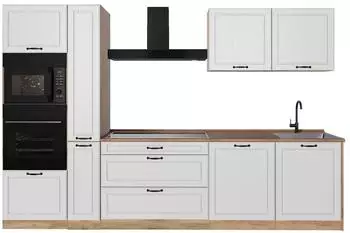 VICCO R-Line K&uuml;chenzeile wei&szlig; Landhaus/Goldkraft Eiche 310cm (67951)