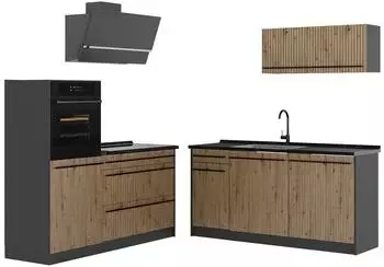 VICCO R-Line K&uuml;chenzeile Artisan-Eiche/Anthrazit 160cm ohne Arbeitsplatte (66900)
