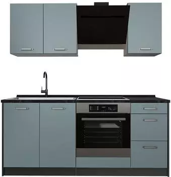 VICCO R-Line K&uuml;chenzeile 180cm blau-grau/anthrazit, ohne Arbeitsplatte (66984)