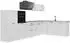 VICCO Eckküche R-Line Weiß Landhaus/Weiß, Arbeitsplatte Marmor, 347x143x60cm