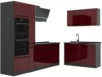 VICCO Eckk&uuml;che R-Line rot Hochglanz/Anthrazit, 230x120cm (66709)