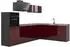 VICCO R-Line Eckküche rot Hochglanz/Anthrazit, Arbeitsplatte Eiche, 287x206,8x60cm (66754)
