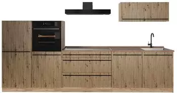 VICCO R-Line K&uuml;chenzeile Artisan-Eiche/Goldkraft Eiche 340cm (67294)