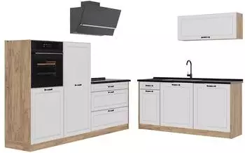 VICCO R-Line K&uuml;chenzeile 220cm ohne Arbeitsplatte, wei&szlig; Landhaus/Goldkraft Eiche