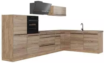 VICCO R-Line Eckk&uuml;che Sonoma/Goldkraft Eiche 347x143x60cm