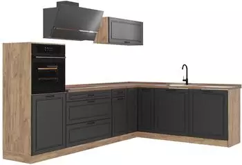 VICCO R-Line Eckk&uuml;che Anthrazit/Goldkraft Eiche, 287cm, ohne Arbeitsplatte (R-Line)