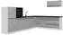 VICCO R-Line Eckküche Beton/Weiß, Arbeitsplatte Anthrazit, 327x143x60cm (67577)