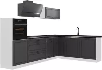 VICCO R-Line Eckk&uuml;che Landhaus anthrazit/wei&szlig;, 287cm