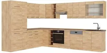 VICCO Fame-Line Eckk&uuml;che 347x257cm, Goldkraft Eiche (56727)