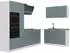 VICCO R-Line Eckküche blau-grau/weiß 230x120cm Arbeitsplatte Goldkraft Eiche (67510)
