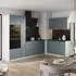 VICCO R-Line Eckküche blau-grau/weiß 230x120cm Arbeitsplatte Goldkraft Eiche (67510)