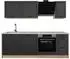 VICCO R-Line Küchenzeile Anthrazit Landhaus/Goldkraft Eiche 220cm, Arbeitsplatte Marmor
