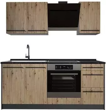 VICCO R-Line K&uuml;chenzeile Artisan-Eiche/Anthrazit 180cm (66973)